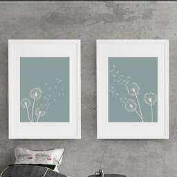 Dandelion Wall Art Set Of 2 Prints, Minimalist Botanical Decor, Seed Art, Nature Scandinavian Decor - thumbnail 2