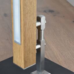 Designer Floor Lamp in Elegant Industrial Design Made Of Oak/Stainless Steel & Natural Stone - Radio Dimmer - thumbnail 3