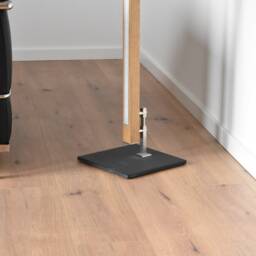 Designer Floor Lamp in Elegant Industrial Design Made Of Oak/Stainless Steel & Natural Stone - Radio Dimmer - thumbnail 2