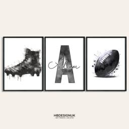 Rugby Print Poster Set - 3 Custom Prints - Personalised Boys Bedroom Decor Gifts Wall Art Posters Artwork - thumbnail 1