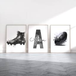 Rugby Print Poster Set - 3 Custom Prints - Personalised Boys Bedroom Decor Gifts Wall Art Posters Artwork - thumbnail 2