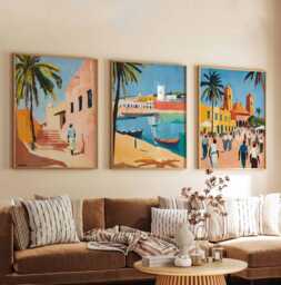Set Of 3 Senegal Posters, African Travel Prints, Wall Art Set, City Decor, Gift Posters