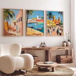 Set Of 3 Senegal Posters, African Travel Prints, Wall Art Set, City Decor, Gift Posters - thumbnail 3