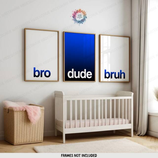 Blue Boys Room Decor - Set Of 3 Prints - Teen Bedroom Art Boy Gamer Gift Bro Dude Bruh Gaming Wall Artwork Birthday Present Gifts - image 1