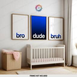 Blue Boys Room Decor - Set Of 3 Prints - Teen Bedroom Art Boy Gamer Gift Bro Dude Bruh Gaming Wall Artwork Birthday Present Gifts - thumbnail 1