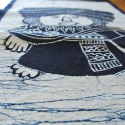 Vintage Batik , Abstract Painting , Tapestry, Table Matt, The Miao Child, Good Luck, Indigo Wall Hanging - thumbnail 4