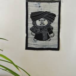 Vintage Batik , Abstract Painting , Tapestry, Table Matt, The Miao Child, Good Luck, Indigo Wall Hanging - thumbnail 2