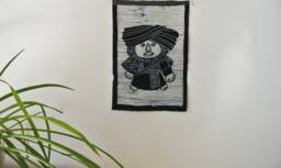 Vintage Batik , Abstract Painting , Tapestry, Table Matt, The Miao Child, Good Luck, Indigo Wall Hanging