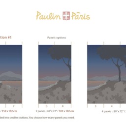 Vista Collection Sunset. French Designer Boutique Wall Mural Art. Romantic Calm Tranquil Lake Shore Mountains, Soft Elegant Subtle Palette - thumbnail 3