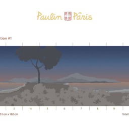 Vista Collection Sunset. French Designer Boutique Wall Mural Art. Romantic Calm Tranquil Lake Shore Mountains, Soft Elegant Subtle Palette - thumbnail 2