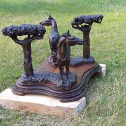 Coffee Table, Wooden Sculpture Wood Carving, Carving Sculpture, Decor, Furniture, Interior, Horses - thumbnail 3