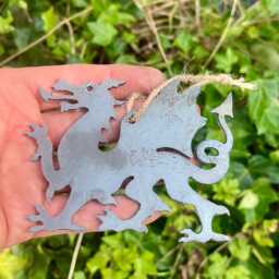 Grey Welsh Dragon Metal Wall Art Gift Y Ddraig Goch Cymru Flag Decor Wales Present Memorial Celtic Plaque Christmas 10cm - thumbnail 3