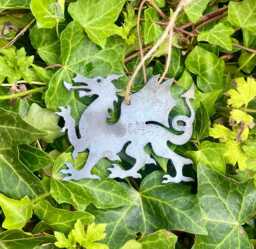 Grey Welsh Dragon Metal Wall Art Gift Y Ddraig Goch Cymru Flag Decor Wales Present Memorial Celtic Plaque Christmas 10cm