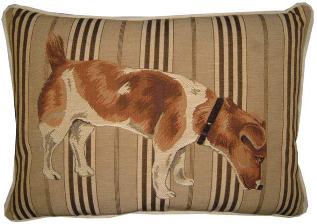 Jack Russell Sniffing Stripe Oblong Tapestry Cushion Pillow Cover - image 1