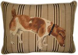Jack Russell Sniffing Stripe Oblong Tapestry Cushion Pillow Cover - thumbnail 1