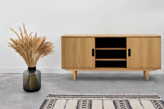 Mid-Century Sideboard, Dresser, Commode, Credenza Made Of Oak Vaneer - Livlo D-S14 - image 1