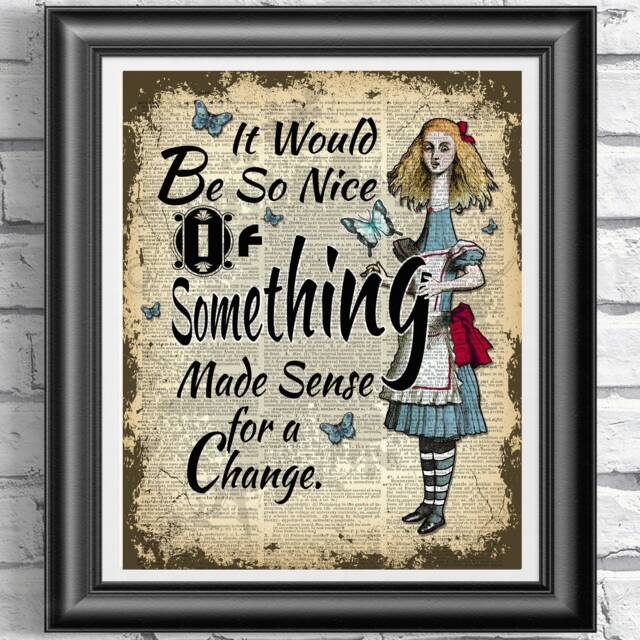 Art Print On Old Antique Book Page - Alice in Wonderland, Vintage Upcycled Wall Print, Encyclopaedia Dictionary Page, Fab Gift - image 1