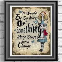 Art Print On Old Antique Book Page - Alice in Wonderland, Vintage Upcycled Wall Print, Encyclopaedia Dictionary Page, Fab Gift - thumbnail 1