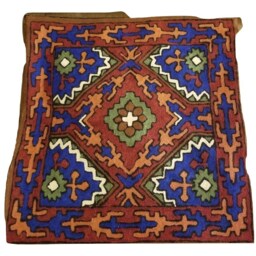 "Handmade Wool Embroidered Cushion Cover Tribal Geometric Design - 16""x16" - thumbnail 2