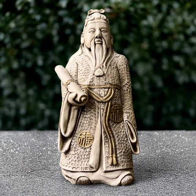 Massive Wise Elder Sculpture Concrete Chinese Man Statue Stone Decoration Japanese Ornament Lover Gift Handmade Figure - image 1