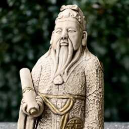 Massive Wise Elder Sculpture Concrete Chinese Man Statue Stone Decoration Japanese Ornament Lover Gift Handmade Figure - thumbnail 3