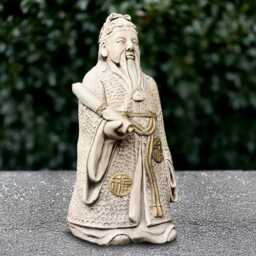 Massive Wise Elder Sculpture Concrete Chinese Man Statue Stone Decoration Japanese Ornament Lover Gift Handmade Figure - thumbnail 2