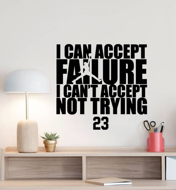I Can Accept Failure Can't Not Trying Wall Decal Vinyl Sticker Basketball Poster Motivational Sign Gym Gifts Fitness Decor Art 5-24 - image 1