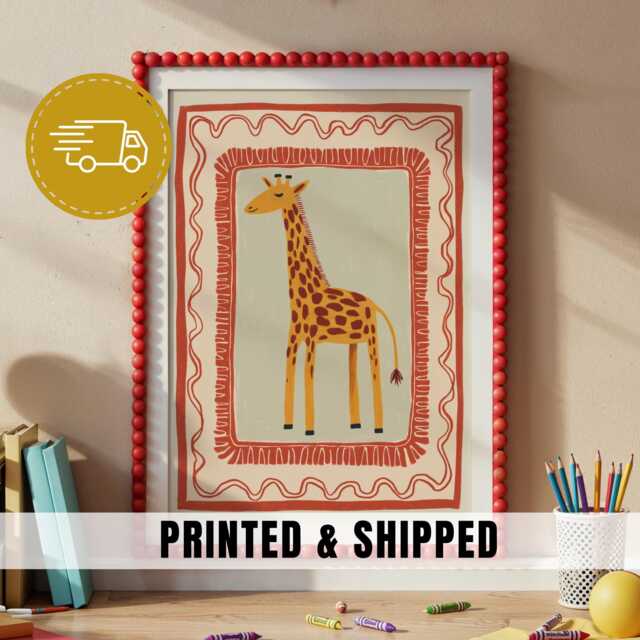 Giraffe Nursery Art Animal Kids Print Cute Safari Bedroom Decor Playful Illustration Toddler Playroom Wall Jungle Theme Artwork - 50 - image 1