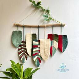 Green Leaves Macrame Wall Hanging Boho Home Decor - thumbnail 2