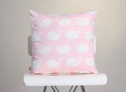 Whale Pillow Cover, Kid Decorated Pillow, Nursery Deco Cute Throw Gift For Baby Shower, Two Sided - thumbnail 1