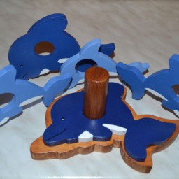 Wooden Game/stacking Educational Dolphins - thumbnail 2