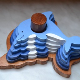Wooden Game/stacking Educational Dolphins - thumbnail 3
