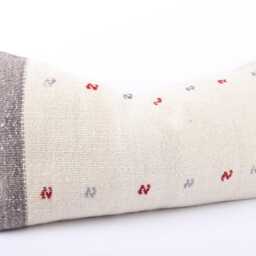 Handwoven Turkish Kilim Pillow Cover Bohemian Lumbar Cushion - 12x24 - thumbnail 3