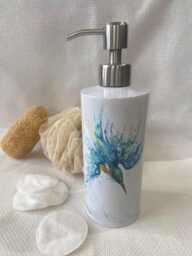 Kingfisher Watercolour Design, Metal Soap Pump Dispenser, By Wildlife Artist Sandi Mower - thumbnail 1