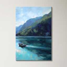 Norwegian Fjord Fishing Boat 3 Panel Split Canvas Wall Art Nordic Landscape Impressionist Coastal Oil Painting Framed Home Decor - thumbnail 4