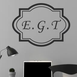 Engraved Frame Monogram Three Letter - Wall Decal Custom Vinyl Art Stickers - thumbnail 1
