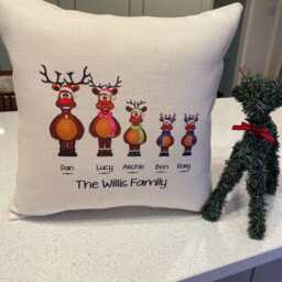 Personalised Reindeer Family Christmas Cushion -Jackson Design - thumbnail 4