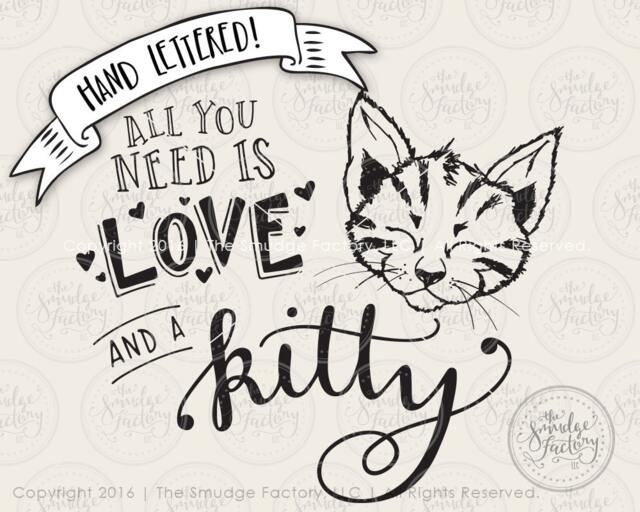 Kitten Wall Art, Hand Lettered Cat Print - Digital Download - image 1