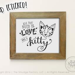 Kitten Wall Art, Hand Lettered Cat Print - Digital Download - thumbnail 2