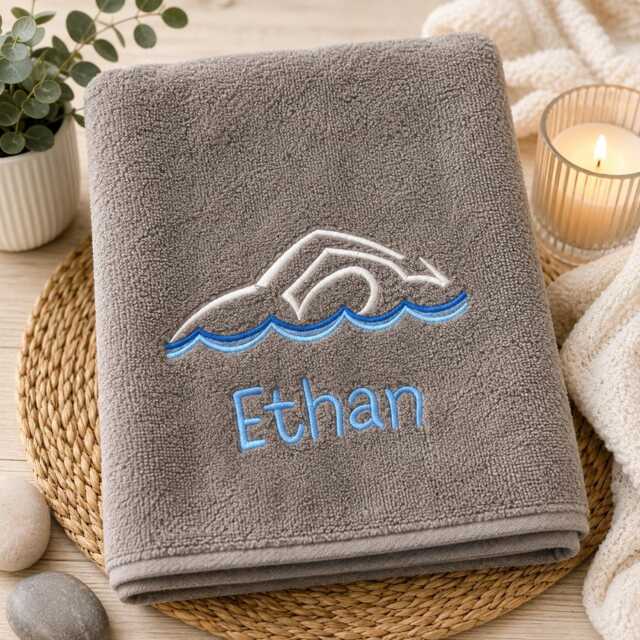 Personalised Swimming, Bath Towel, Sheet, Embroidered Boy, Girl Swimming Children's Pe Gifts, Fast Delivery - image 1