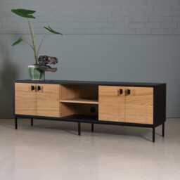 Handcrafted Oak Tv Cabinet, Japandi Media Console, Solid Wood Sideboard