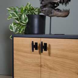 Handcrafted Oak Tv Cabinet, Japandi Media Console, Solid Wood Sideboard - thumbnail 2