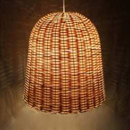 Bell Shaped Rattan Ceiling Lights, Lighting Fixture, Decorative Pendant Light, Lampshade Width 21 - thumbnail 2