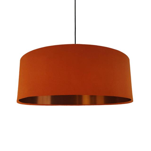 Extra Large Burnt Orange Velvet Lampshade With Copper Lining - image 1