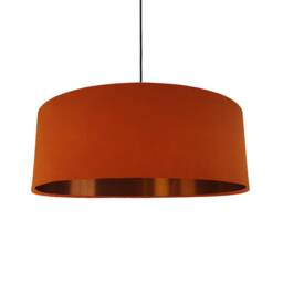 Extra Large Burnt Orange Velvet Lampshade With Copper Lining - thumbnail 1