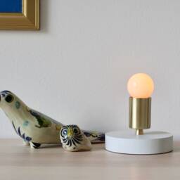 Table Lamp, Minimalist Desk Lamp in Brass Or Polished Nickel, Wood Base Custom Colors, Mid Century Modern Industrial Lighting Fixture - thumbnail 3