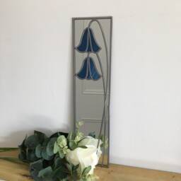 Bluebells Mackintosh Style Stained Glass Effect Mirror Handmade Gift Wedding 10x40cm - 3.94x15.75 Inches - thumbnail 2