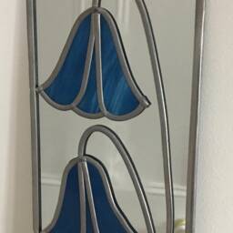 Bluebells Mackintosh Style Stained Glass Effect Mirror Handmade Gift Wedding 10x40cm - 3.94x15.75 Inches - thumbnail 3