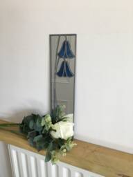 Bluebells Mackintosh Style Stained Glass Effect Mirror Handmade Gift Wedding 10x40cm - 3.94x15.75 Inches