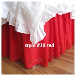 Lace Bed Skirt Bedskirt - White Eyelet Lace Cotton Dust Ruffle Queen King Bed Scalloped Edge Shabby Chic Romantic Elegant Bedding - thumbnail 4